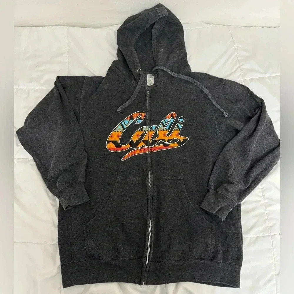 Cali Hoodie Unisex Zip Up Sweatshirt Medium Southwestern Print